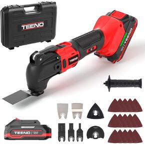 TEENO Cordless Oscillating Tool, 20V Oscillating Multi Tool with 6-Speed Brushless Motor, 4° Oscillating Angle, LED Light,Battery Powered Oscillating Multitool for Cutting Wood/Nail/Sanding/Scraping