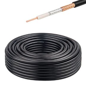 XRDS -RF RG8X Coaxial Cable 200FT 50 Ohm - Solid Copper Core, PVC Jacket, Low Loss, Ideal for Antenna, CB Radio, and Ham Radio Applications