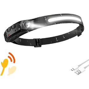 Headlamp 2PCS, 230° Wide Beam Head Lamp, Motion Sensor LED Headlamp Rechargeable, 5 Mode Headlight Flashlight for Camping Fishing Hiking Gear, Bright, and Ideal for Hard Hats and Forehead Use!