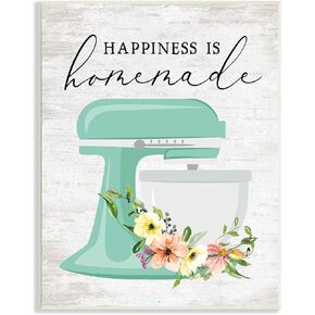 Stupell Industries Happiness عبارة عن خلاط مطبخ مصنوع يدويًا على شكل زهور، مصمم بواسطة لوحة جدارية مبطنة ومرسومة، مقاس 10 × 15، متعدد الألوان