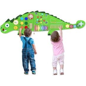 Activity Wall Panels for Kids: Dinosaur Sensory Wall Board for 3+ Years with 10 Activities - Wooden Decor for Toddler Playrooms Bedrooms Daycares