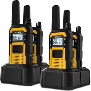 Retevis RB48 Heavy Duty Walkie Talkies,Waterproof Two Way Radio,Shock-Resistant,2000 mAh,Emergency Alert,2 Way Radio Long Range for Job Site (4 Pack) Yellow