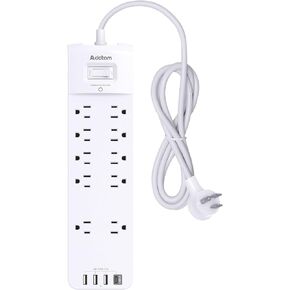 Power Strip - Addtam Surge Protector with 10 Outlets and 4 USB Ports, 6 Feet Extension Cord with Flat Plug, 2700 Joules, ETL Listed, Black