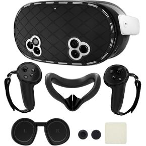 6-in-1 Silicone Cover Set for Meta Quest 3s Accessories, Juylay VR Protective Cover Accessories for Oculus Quest 3S with Facial Interface, Shell Cover, Controller Grip Cover, Joystick Caps,Blue