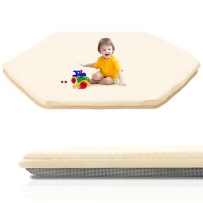 Baby Play Mat 50" X 50",Premium Foam Crawling Mat, Thick & Super Soft Vegan Leather Floor Mat,Non-Slip Cushioned Baby Playmat for Infants, Babies, Toddlers,Mat for Living Room(Cream)
