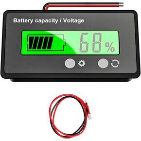 Battery Capacity Voltage Indicator, DC 12V 24V 36V 48V Waterproof Practical Battery Meter with Alarm, Battery Gauge Monitors for Lithium Battery and Lead-Acid Batteries (White)