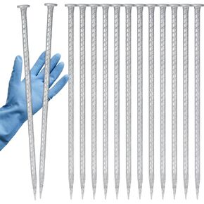 Tandefio 36 Pcs 14 Inch Rebar Stakes, 1/2 Inch Diameter Threaded Galvanized Steel Ground Anchors Plant Support Garden Stakes, Heavy Duty Metal Landscape Spikes for Speed Bump Tent
