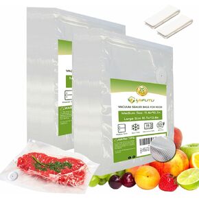 20 PCS Vacuum Sealer Bags for Food, Freezer Bags Medium and Large,with 2 Closure Clips, Vacuum Storage Bags for Most Vacuum Sealers, Food Saver Bags, Vacuum Bags for Vegetables, Fruits, Meat