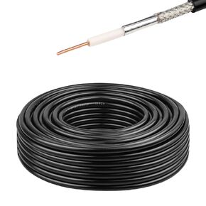 RG58 Coaxial Cable 100FT, 50 Ohm Reliable Signal Transmission Cable with Solid Copper Core, Black PVC Jacket, for CB Radios, Ham Radios, Antennas, RF Signal Transmission, and Wireless Applications