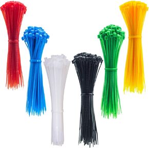8 Inch Clear Zip Ties (Tying Length 6.7"), 300pcs Nylon Cable Ties,Heavy Duty Cord Strap RED