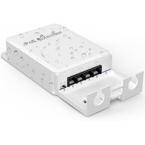 YuanLey Outdoor Gigabit PoE Extender 1 in 3 Out, 802.3af/at 4 Port PoE Repeater IP66 Waterproof, Vlan, Extend Additional 100m(328ft) of Power and Data Transmission, Wall Mount Plug and Play