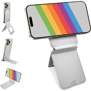 Magnetic Phone Tripod Stand Compatible with Mag-Safe, iPhone Stand iPhone Holder for Desk, Pocket Snap Phone Stand Wallet Tripod Stand (Included Metal Rings) - Black