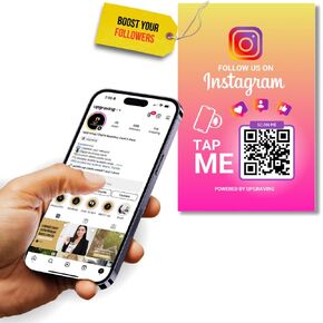 Reusable Followers Tap Sticker for Instagram with QR & NFC Tap - Compatible with iPhone and Android - Follow us on Instagram - Powered by Upgraving (2 Stickers)