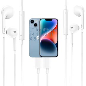 2 Packs-for iPhone Headphones for iPhone Earbuds Wired Lighting Headphone [MFi Certified] Built-in Mic & Volume Control Compatible with iPhone 14/13/12/11/XR/XS/X/8/7 Support All iOS System