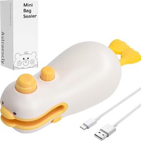 3-IN-1 Mini Bag Sealer, Rechargeable Bag Sealer Heat Seal with Cutter, Magnet Mini Bag Resealer Machine for Plastic Bags Snack Bags-Cute design