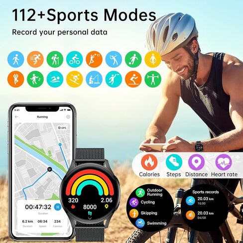 Smart Watch for Men Women Fitness: Waterproof Make/Answer Call Smart Watches for Men Digital Mens Watches Running Step Tracker Smartwatch Android Phones iPhone Samsung Compatible Heart Rate Monitor in Saudi Arabia
