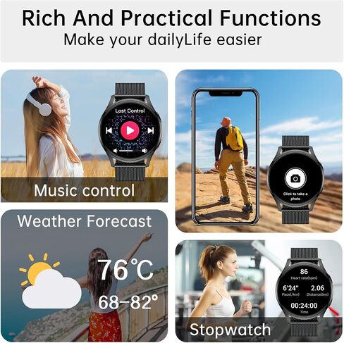 Smart Watch for Men Women Fitness: Waterproof Make/Answer Call Smart Watches for Men Digital Mens Watches Running Step Tracker Smartwatch Android Phones iPhone Samsung Compatible Heart Rate Monitor in Saudi Arabia