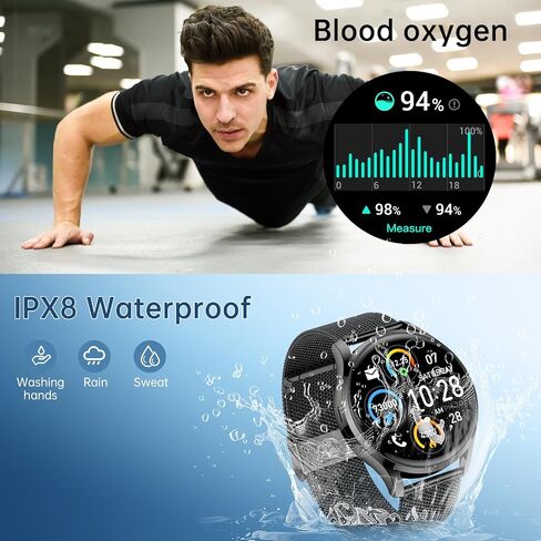 Smart Watch for Men Women Fitness: Waterproof Make/Answer Call Smart Watches for Men Digital Mens Watches Running Step Tracker Smartwatch Android Phones iPhone Samsung Compatible Heart Rate Monitor in Saudi Arabia
