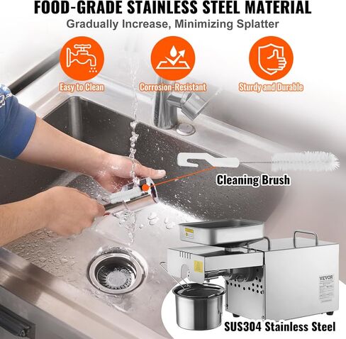 VEVOR Manual Oil Press Machine, Stainless Steel Oil Extractor Machine, Detachable Oil Presser for Effortless Cleaning, Household Oil Expeller for Pressing Peanuts, Sesame Seeds, Rapeseed, Tea Seeds in Saudi Arabia