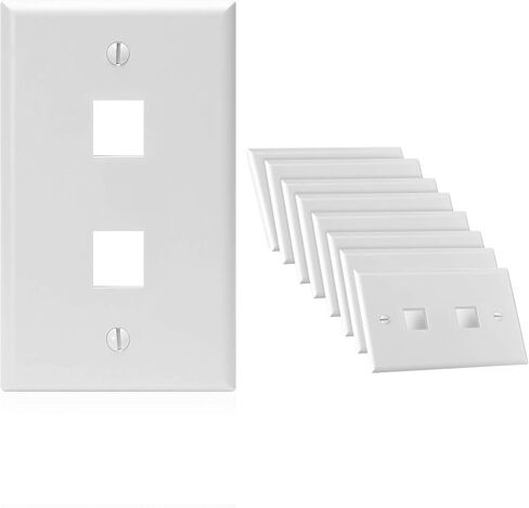 CMPLE - 4 Port Keystone Wall Plate 1 لوحة حائط عصابة مع حجم قياسي Ethernet Wall Plate Keystone لوحة الحائط متوافقة مع مقبس Keystone ، HDMI Keystone - أبيض in Kuwait