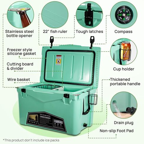 Hard Portable Insulated Cooler with Detachable Handle Heavy Duty for Camping, Fishing,Tailgating, Beach, Picnic, Boating, Sports in Saudi Arabia
