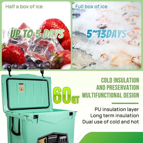 Hard Portable Insulated Cooler with Detachable Handle Heavy Duty for Camping, Fishing,Tailgating, Beach, Picnic, Boating, Sports in Saudi Arabia