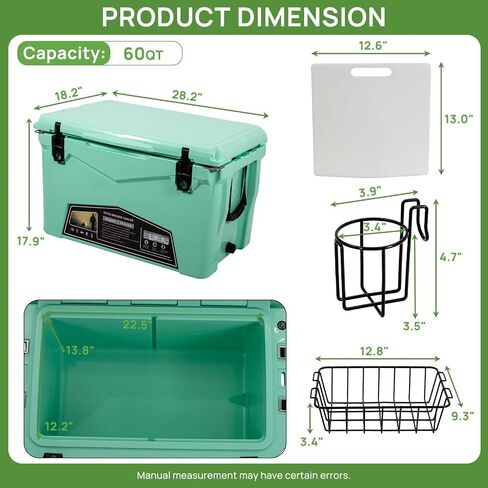 Hard Portable Insulated Cooler with Detachable Handle Heavy Duty for Camping, Fishing,Tailgating, Beach, Picnic, Boating, Sports in Saudi Arabia