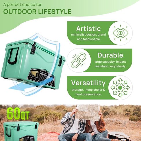 Hard Portable Insulated Cooler with Detachable Handle Heavy Duty for Camping, Fishing,Tailgating, Beach, Picnic, Boating, Sports in Saudi Arabia