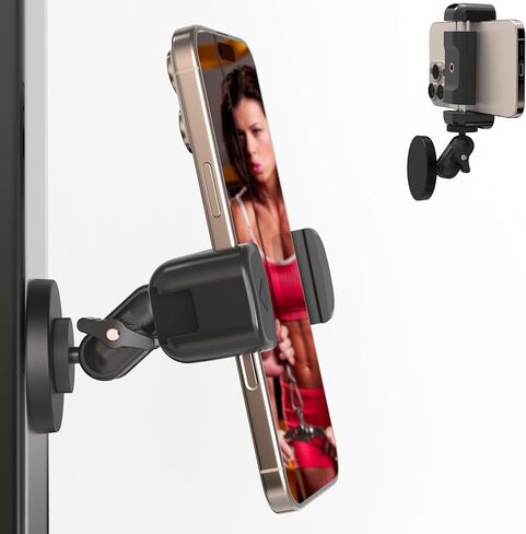 Gym Magnetic Phone Holder Mount,Portable Magnetic Cell Phone Holder for Gym,360 Degree Adjustable,Compatible with 4-7" Smartphones in Saudi Arabia
