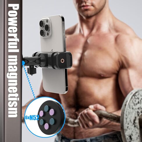 Gym Magnetic Phone Holder Mount,Portable Magnetic Cell Phone Holder for Gym,360 Degree Adjustable,Compatible with 4-7" Smartphones in Saudi Arabia