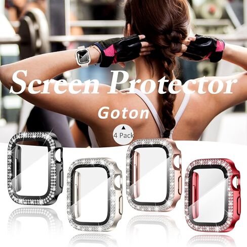 Goton 4 Pack for Apple Watch Series 10 Screen Protector 42 Bling Case ، Womet Glitter Diamond Rhinestone Cover for iWatch Accessories 42mm in Kuwait