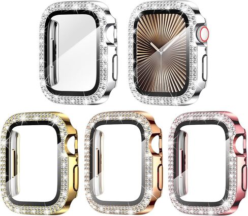 Goton 4 Pack for Apple Watch Series 10 Screen Protector 42 Bling Case ، Womet Glitter Diamond Rhinestone Cover for iWatch Accessories 42mm in Kuwait