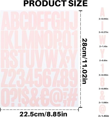 8 Sheets Letter Number Stickers, 2 Inch Vinyl Alphabet Stickers, Self-Adhesive Punctuation Letters Number Stickers for Mailbox, Scrapbooking, Decoration, Craft, Arts, DIY, Decor-Silver in Kuwait