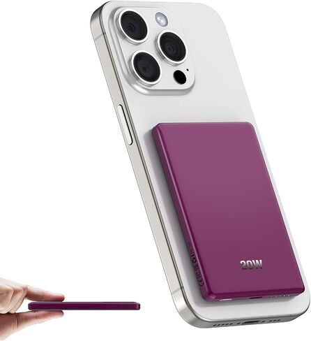 Dbasne Magnetic Portable Charger, 5,000mAh Mag-Safe Slim Wireless Power Bank with USB C PD 20W QC3.0 Wired Fast Charging, Battery Pack Compatible with iPhone 16/16 Pro/16 Pro Max/15/15 Pro Series in Saudi Arabia