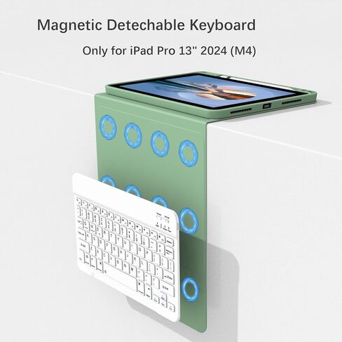 Keyboard Case for iPad Pro 13 Inch (M4) 2024 [Magnetic Detachable Wireless Keyboard][Support 3 System] Flip Stand Case with Pencil Holder for iPad 13" Pro 2024 (M4), Blue in Saudi Arabia
