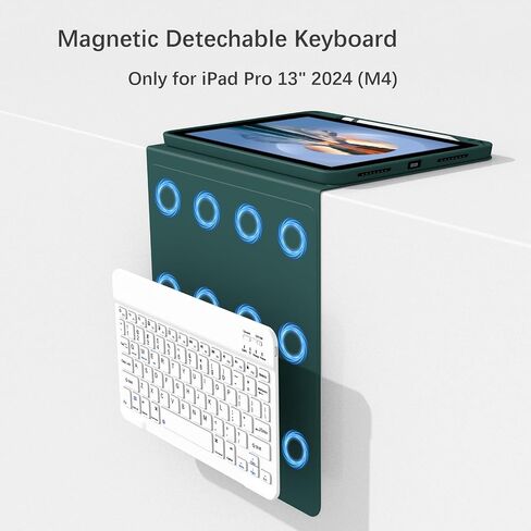 Keyboard Case for iPad Pro 13 Inch (M4) 2024 [Magnetic Detachable Wireless Keyboard][Support 3 System] Flip Stand Case with Pencil Holder for iPad 13" Pro 2024 (M4), Blue in Saudi Arabia