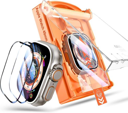 Tensea 2Pack for Apple Watch Screen Protector 45mm 41mm 44mm 40mm 49mm Accessories, Protective Soft Film with Installation Kit, for iWatch Series 9 8 7 6 5 4 SE SE 2nd Generation Ultra Ultra 2 in Saudi Arabia
