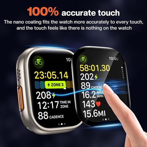 Tensea 2Pack for Apple Watch Screen Protector 45mm 41mm 44mm 40mm 49mm Accessories, Protective Soft Film with Installation Kit, for iWatch Series 9 8 7 6 5 4 SE SE 2nd Generation Ultra Ultra 2 in Saudi Arabia