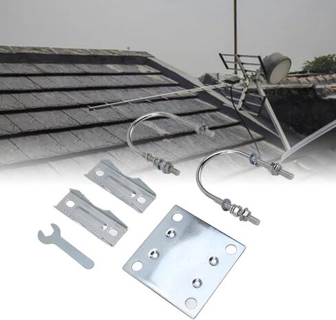 Antenna Mast Clamp V Jaw Block with U Bolts, Adjustment Aluminum Alloy, Antenna Mast Bracket Mount for Roof Wall (A) in Kuwait