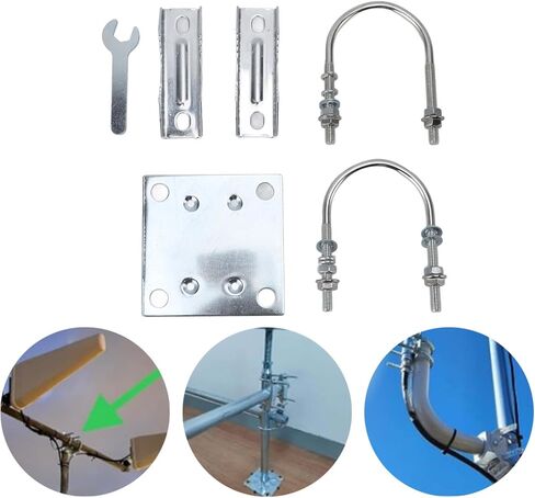 Antenna Mast Clamp V Jaw Block with U Bolts, Adjustment Aluminum Alloy, Antenna Mast Bracket Mount for Roof Wall (A) in Kuwait