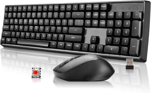 darkFlash Wireless Mechanical Keyboard and Mouse for Office, 106 Keys Full-Size Keyboard and Mouse Combo, Linear Red Switches for Windows/Mac Computer Office Desktop Laptop(GK104) (Milk Tea) in Kuwait