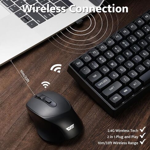 darkFlash Wireless Mechanical Keyboard and Mouse for Office, 106 Keys Full-Size Keyboard and Mouse Combo, Linear Red Switches for Windows/Mac Computer Office Desktop Laptop(GK104) (Milk Tea) in Kuwait