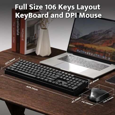 darkFlash Wireless Mechanical Keyboard and Mouse for Office, 106 Keys Full-Size Keyboard and Mouse Combo, Linear Red Switches for Windows/Mac Computer Office Desktop Laptop(GK104) (Milk Tea) in Kuwait