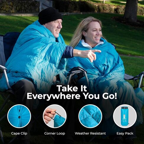 Puffy Blanket for Cold Weather - Down Camping Blanket with Sustainable Insulation, Lightweight & Warm Outdoor Camping Quilt, Water-Resistant, Compact & Packable in Saudi Arabia