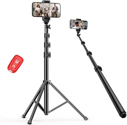 EMART 63" Phone Tripod for iPhone & Selfie Stick, Adjustable Cellphone Tripod Stand with Remote and Phone Holder, Compatible with Camera Ring Light Filming for Video Recording Live Streaming in Saudi Arabia