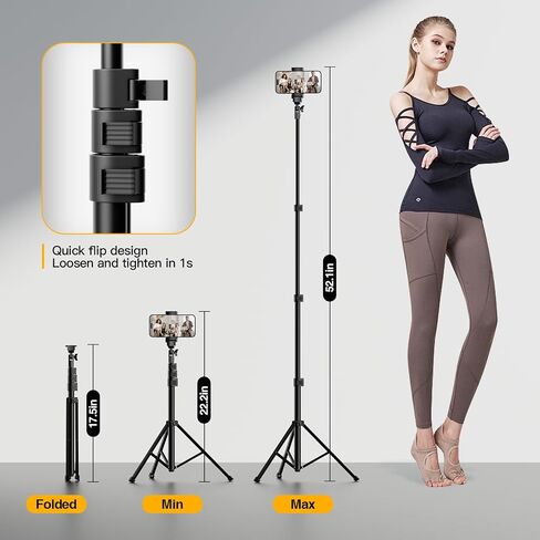 EMART 63" Phone Tripod for iPhone & Selfie Stick, Adjustable Cellphone Tripod Stand with Remote and Phone Holder, Compatible with Camera Ring Light Filming for Video Recording Live Streaming in Saudi Arabia
