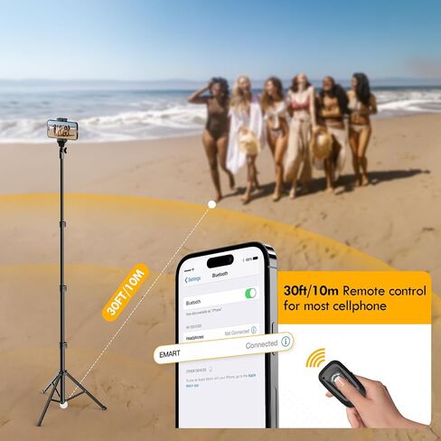 EMART 63" Phone Tripod for iPhone & Selfie Stick, Adjustable Cellphone Tripod Stand with Remote and Phone Holder, Compatible with Camera Ring Light Filming for Video Recording Live Streaming in Saudi Arabia