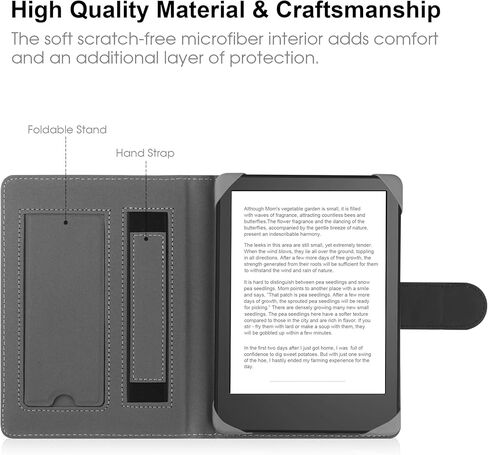 Universal Case لـ 6.8 "، 7" Ereader ، متوافق مع Kindle/Kobo Clara HD/Kobo Clara 2E/Paperwhite/Pocketbook/Tolino Ereader ، غطاء حامل جلدي لـ 6 "-7 '' قارئ الكتاب الإلكتروني ، Flower in Kuwait