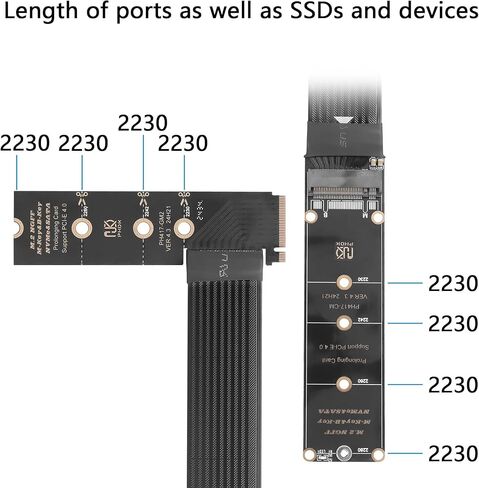 GINTOOYUN NGFF M.2 M-Key NVME Extension 40 CM PCIe 3.0/4.0 M.2 NVME/NGFF SSD Ribbon Flex Cable for Mainboard SSD 2230/2242/2260/2280 (Straight Out) in Kuwait