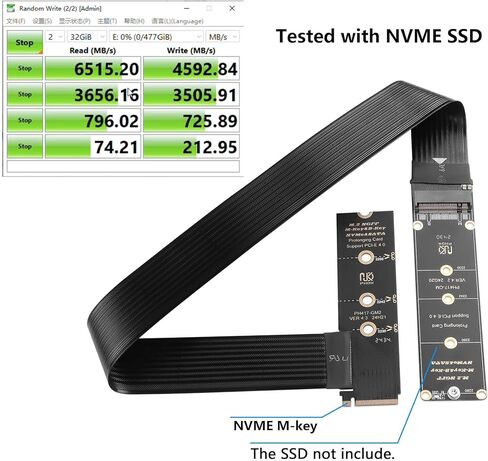GINTOOYUN NGFF M.2 M-Key NVME Extension 40 CM PCIe 3.0/4.0 M.2 NVME/NGFF SSD Ribbon Flex Cable for Mainboard SSD 2230/2242/2260/2280 (Straight Out) in Kuwait